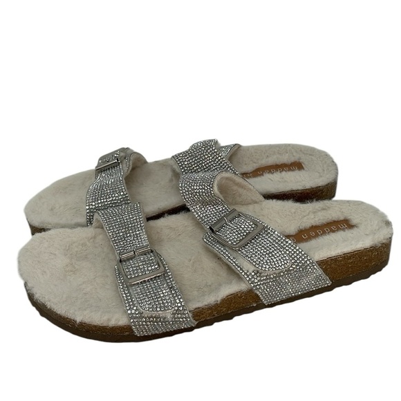 Madden Girl Silver Rhinestone Slide Sandals Branforf Size 9.5 - Picture 1 of 8